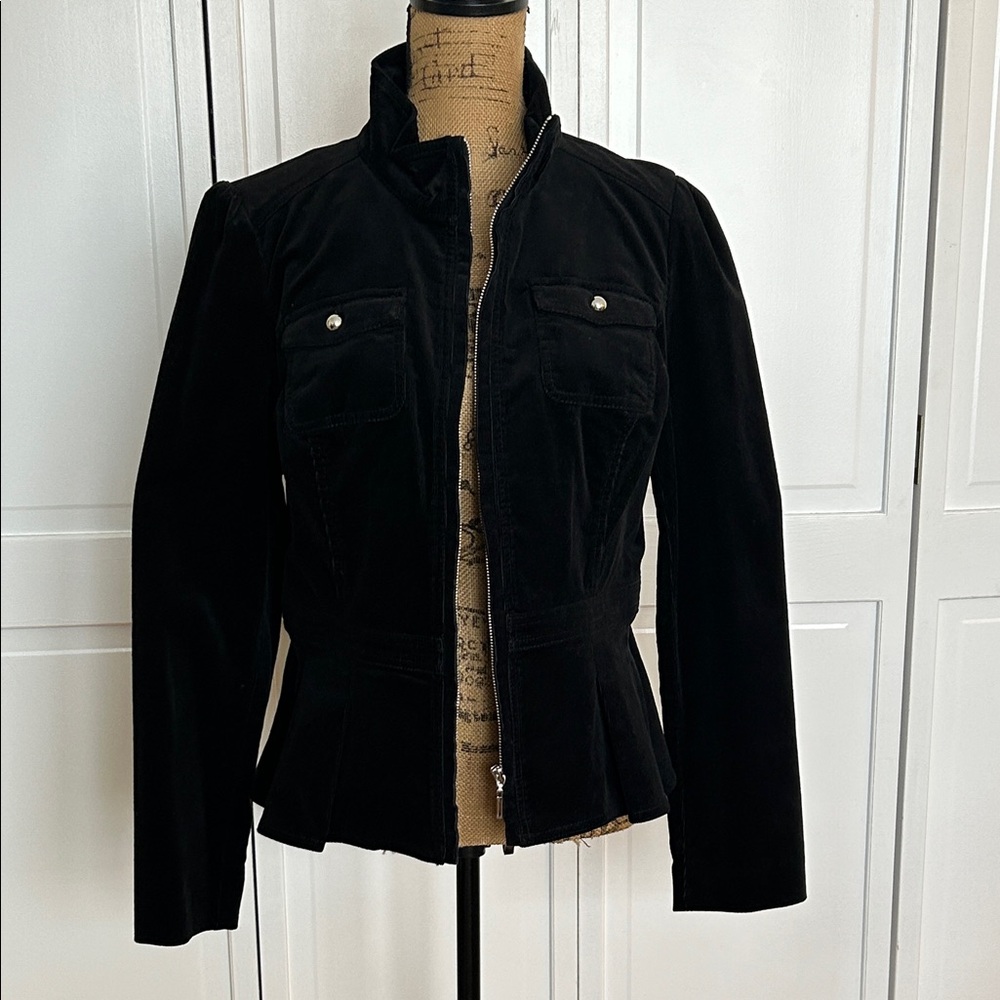 WHBM Peplum Corduroy Black Blazer Jacket NWT